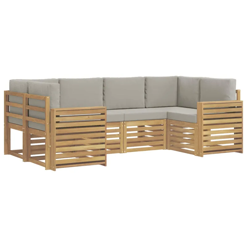 Lauko sofos komplektas 6 pcs Balta ir šviesiai pilka