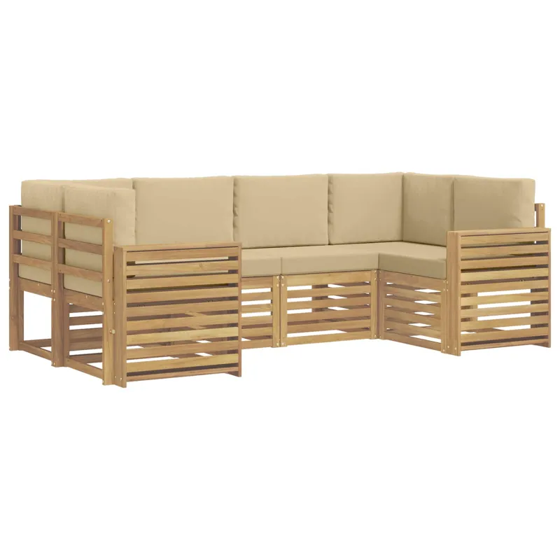 Lauko sofos komplektas 6 pcs Balta ir kreminė