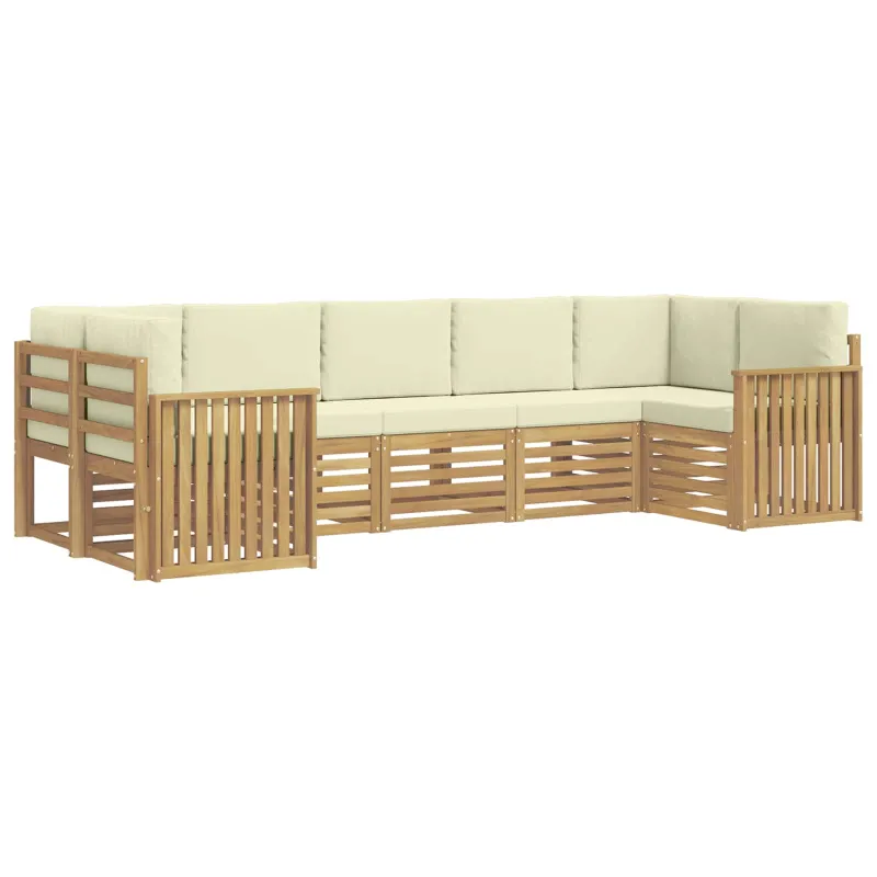 Lauko sofos komplektas 7 pcs Balta ir kreminė