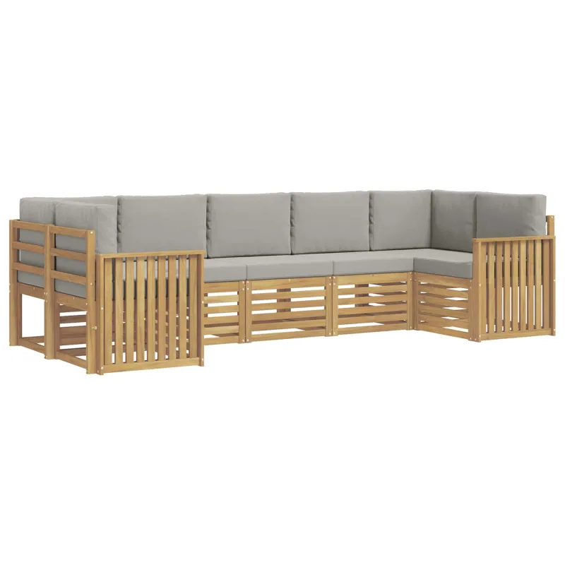 Lauko sofos komplektas 7 pcs Balta ir šviesiai pilka