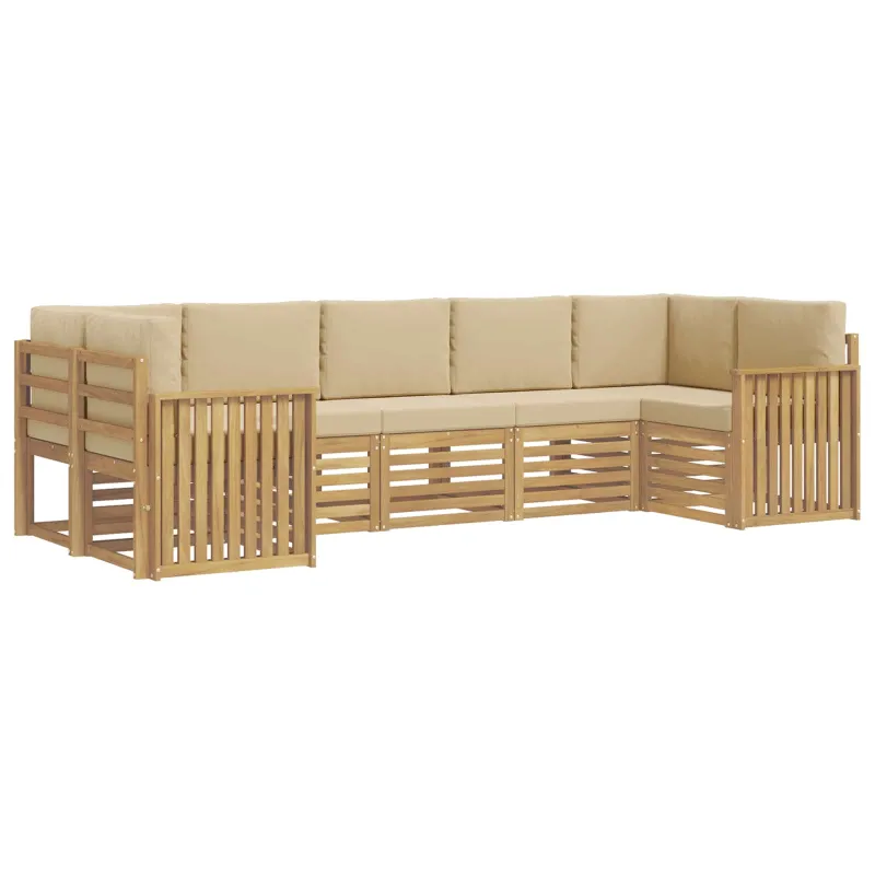 Lauko sofos komplektas 7 pcs Balta ir kreminė