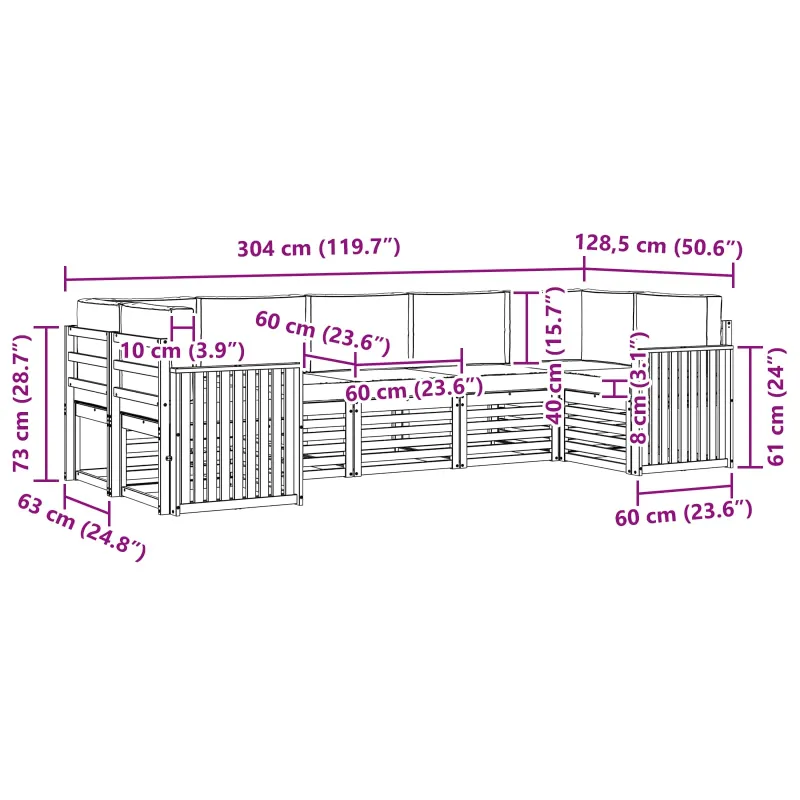 Lauko sofos komplektas 7 pcs Balta ir kreminė