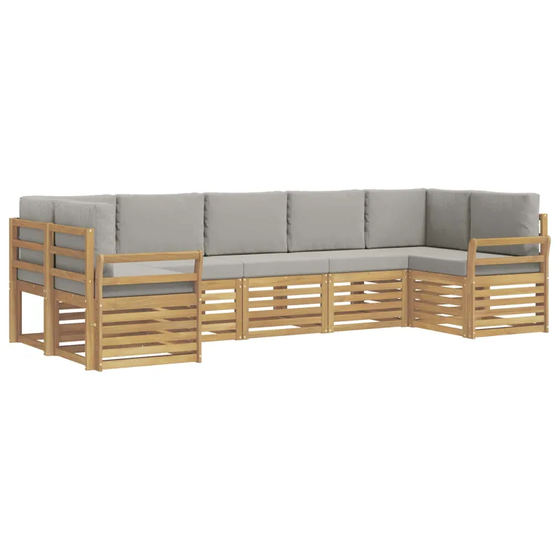 Lauko sofos komplektas 7 pcs Balta ir šviesiai pilka