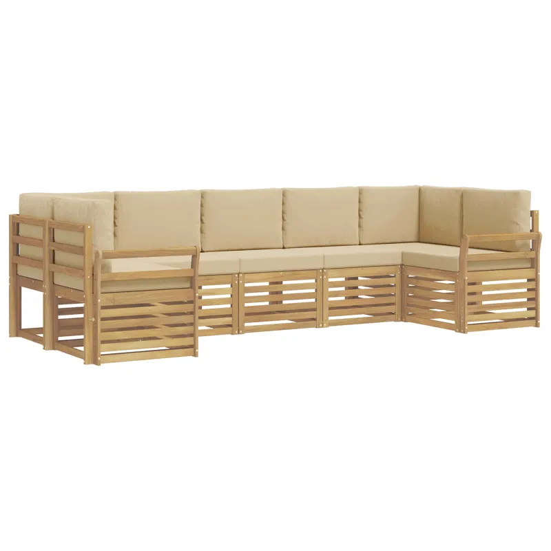 Lauko sofos komplektas 7 pcs Balta ir kreminė