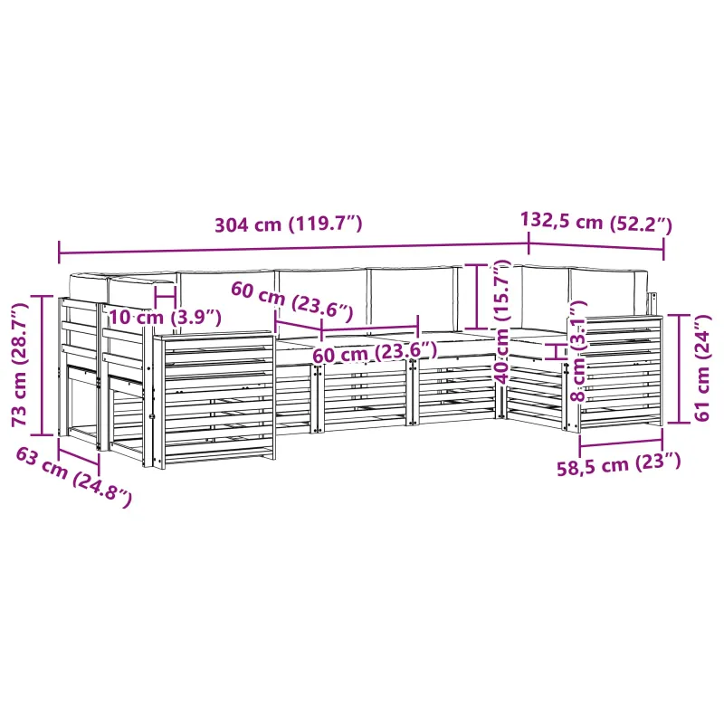 Lauko sofos komplektas 7 pcs Balta ir kreminė
