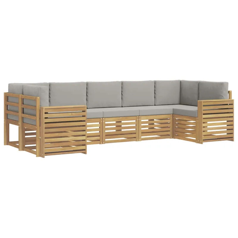 Lauko sofos komplektas 7 pcs Balta ir šviesiai pilka