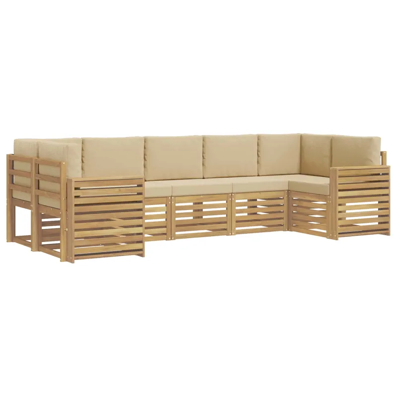 Lauko sofos komplektas 7 pcs Balta ir kreminė