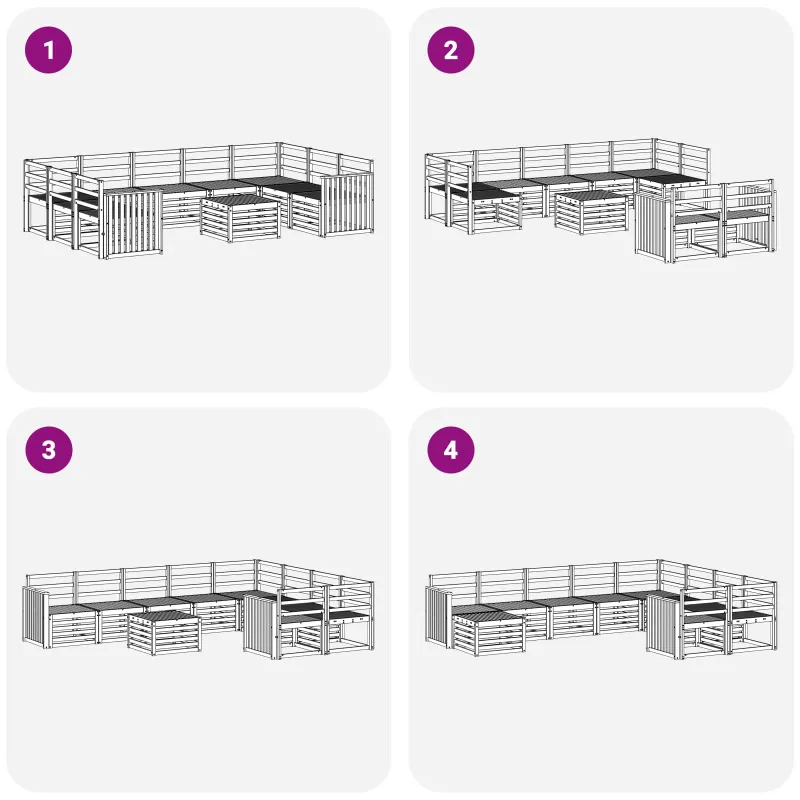 Lauko sofos komplektas 10 pcs Balta 59 x 59 x 37 cm