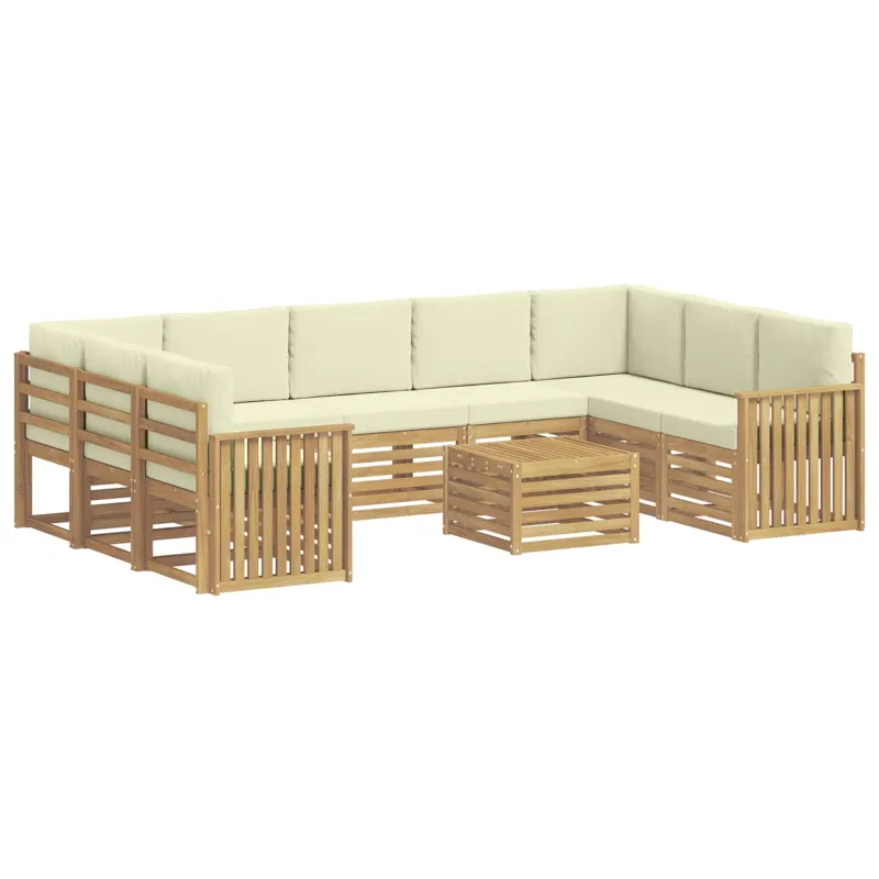 Lauko sofos komplektas 10 pcs Balta ir kreminė 59 x 59 x 37 cm