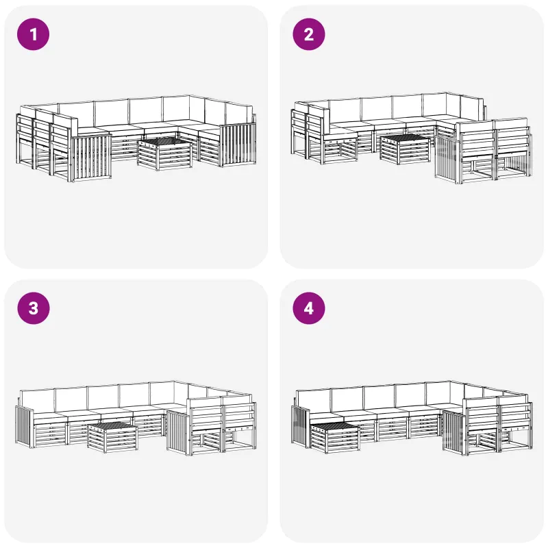 Lauko sofos komplektas 10 pcs Balta ir antracito