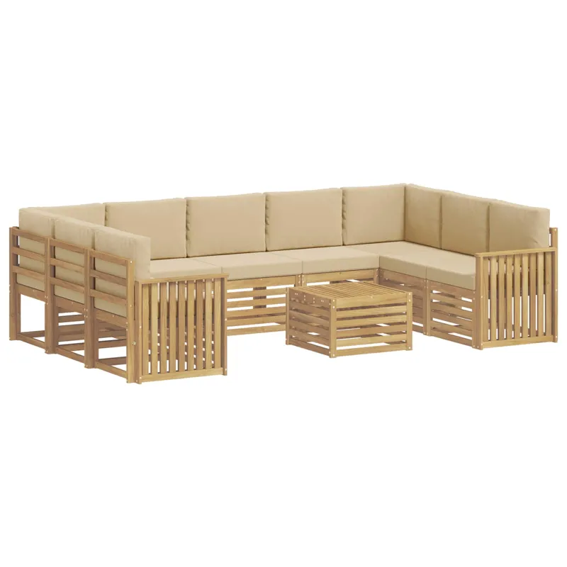Lauko sofos komplektas 10 pcs Balta ir kreminė 59 x 59 x 37 cm