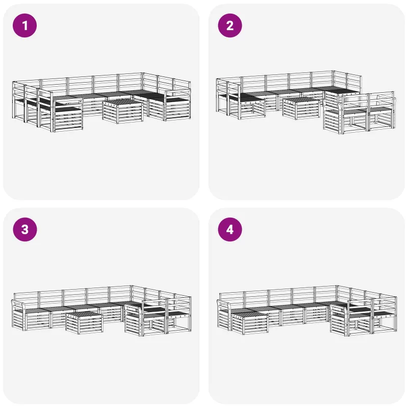 Lauko sofos komplektas 10 pcs Balta 59 x 59 x 37 cm