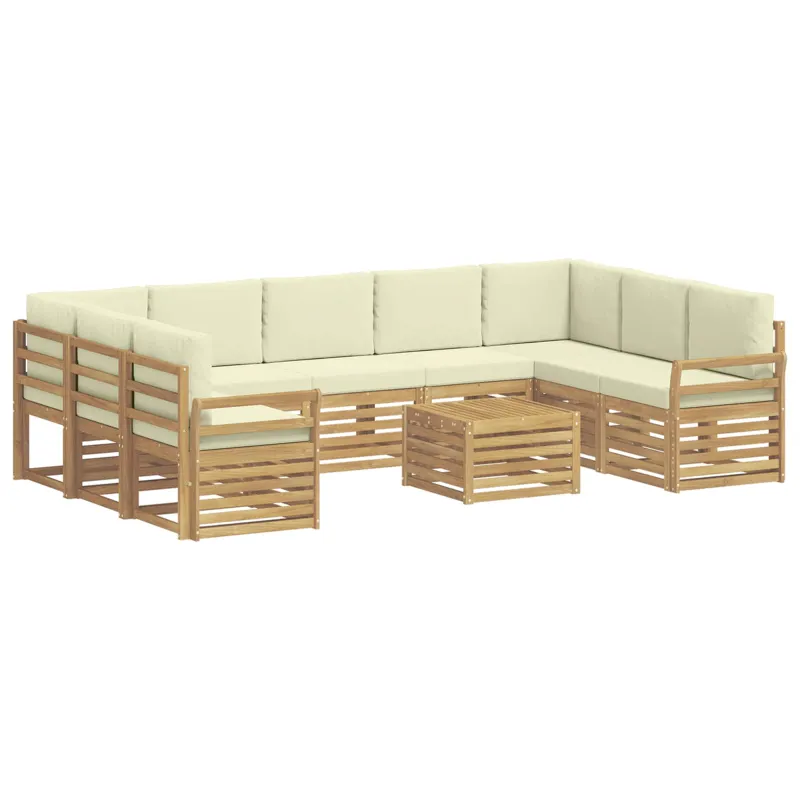 Lauko sofos komplektas 10 pcs Balta ir kreminė 59 x 59 x 37 cm