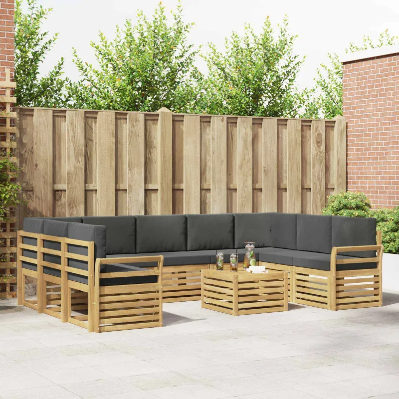 Lauko sofos komplektas 10 pcs Balta ir antracito