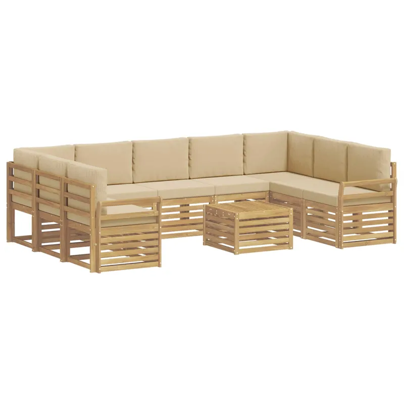 Lauko sofos komplektas 10 pcs Balta ir kreminė 59 x 59 x 37 cm