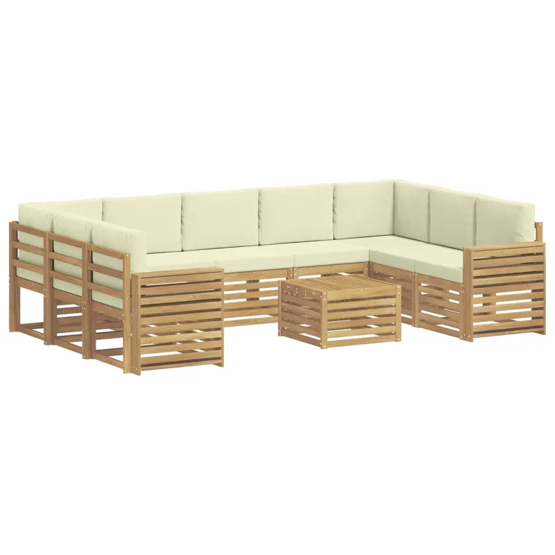 Lauko sofos komplektas 10 pcs Balta ir kreminė 59 x 59 x 37 cm