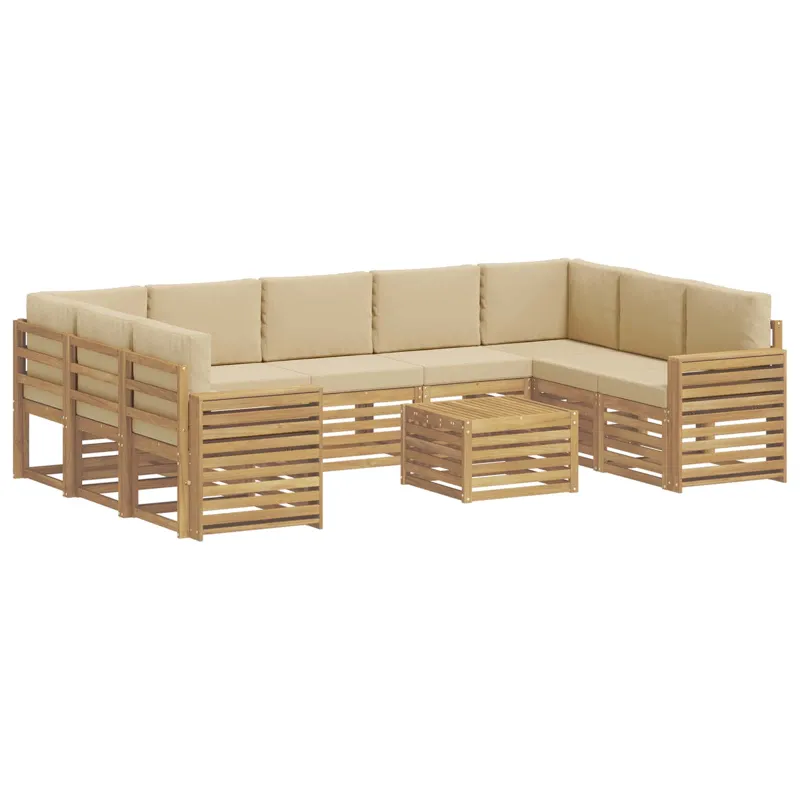 Lauko sofos komplektas 10 pcs Balta ir kreminė 59 x 59 x 37 cm