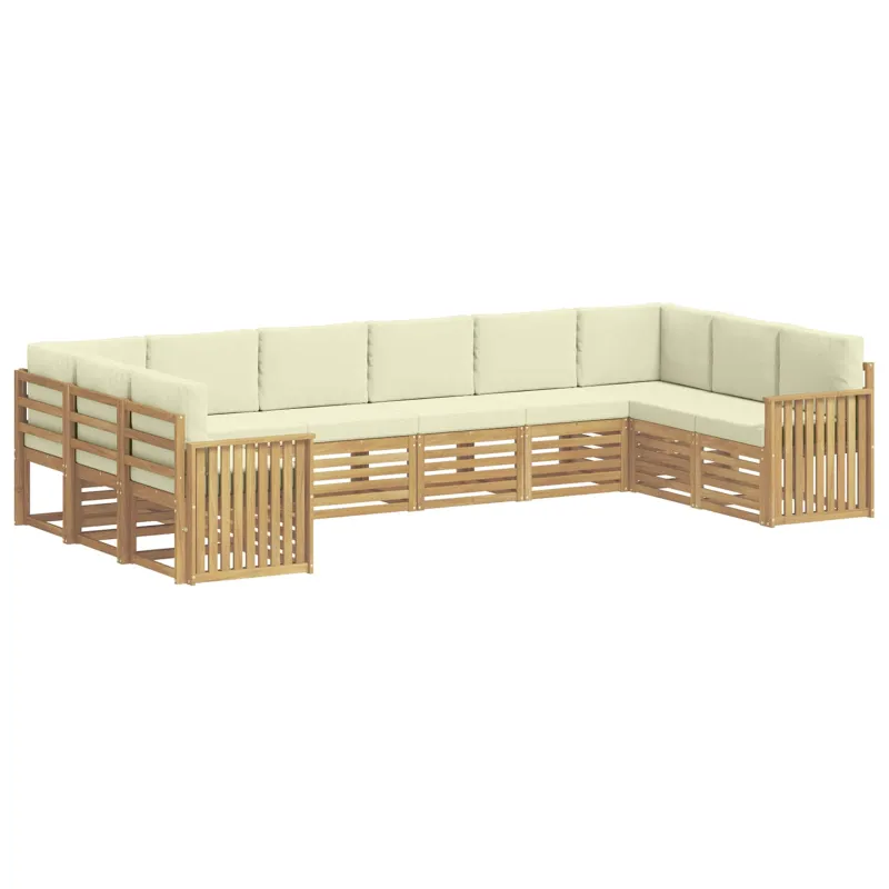 Lauko sofos komplektas 10 pcs Balta ir kreminė
