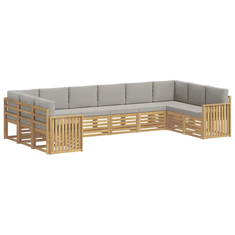 Lauko sofos komplektas 10 pcs Balta ir šviesiai pilka