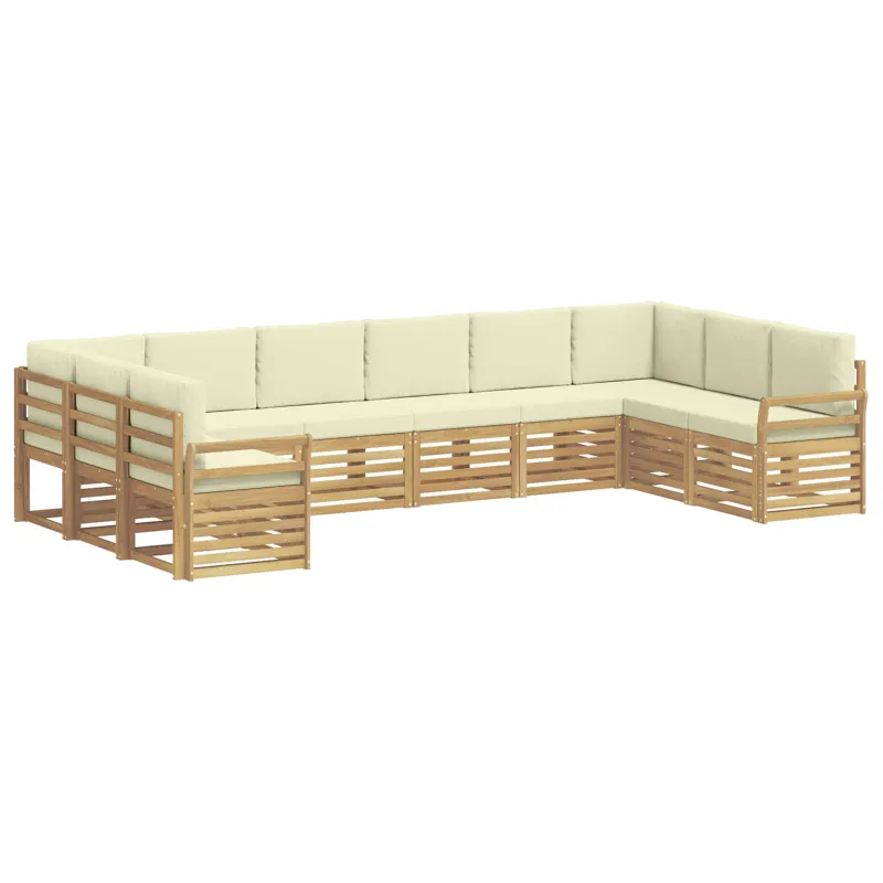 Lauko sofos komplektas 10 pcs Balta ir kreminė