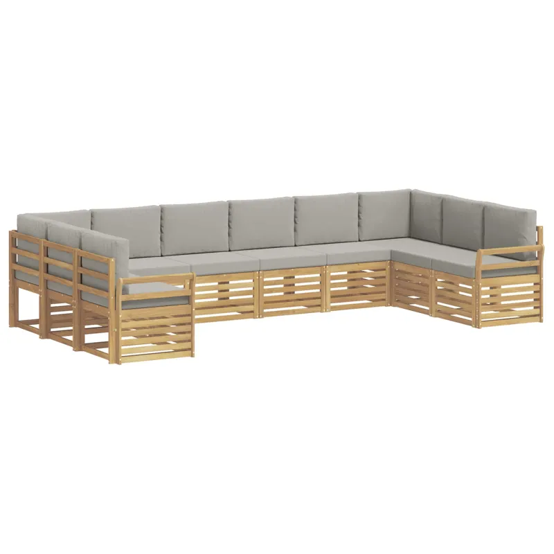 Lauko sofos komplektas 10 pcs Balta ir šviesiai pilka