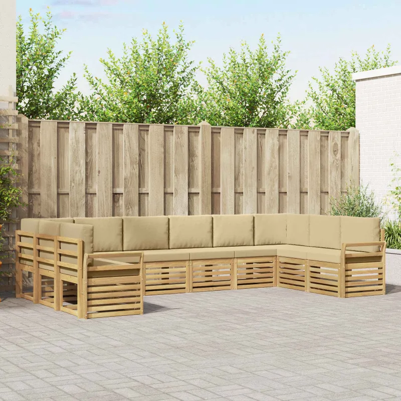 Lauko sofos komplektas 10 pcs Balta ir kreminė
