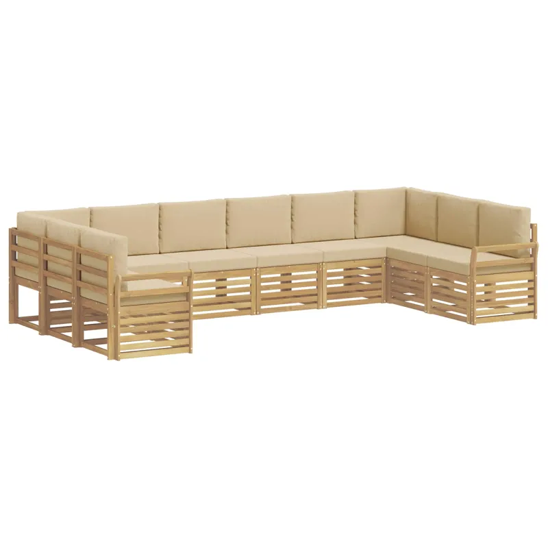 Lauko sofos komplektas 10 pcs Balta ir kreminė