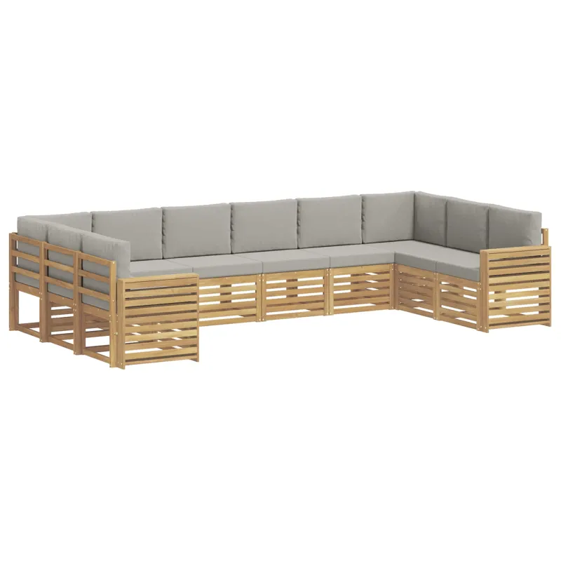 Lauko sofos komplektas 10 pcs Balta ir šviesiai pilka
