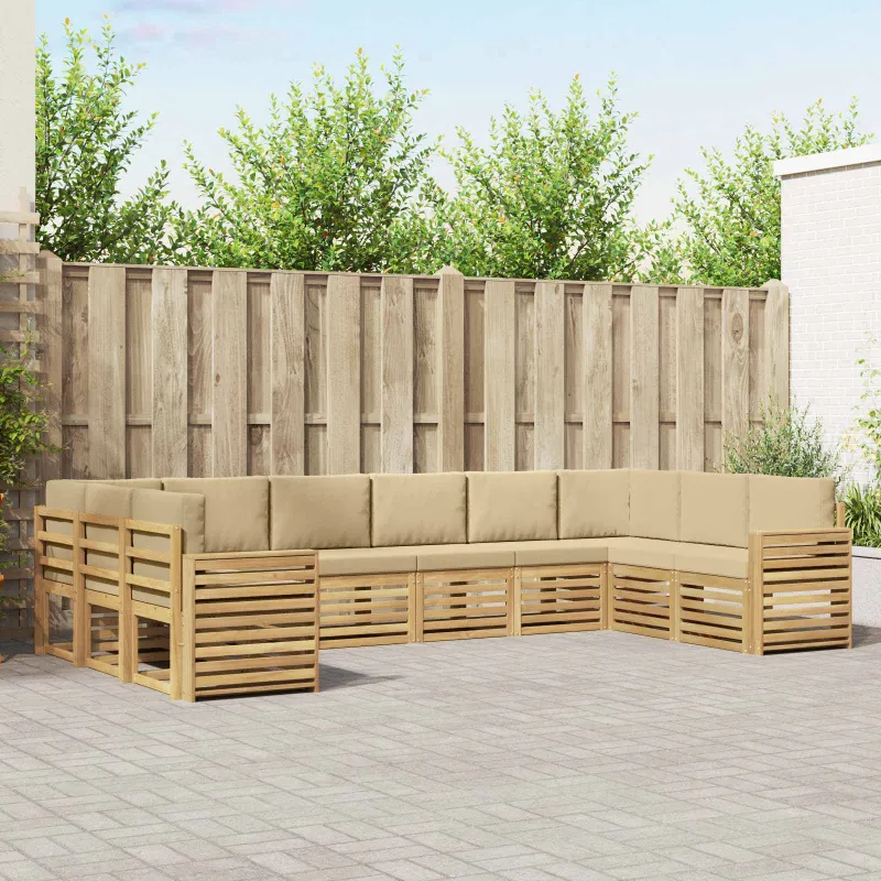 Lauko sofos komplektas 10 pcs Balta ir kreminė