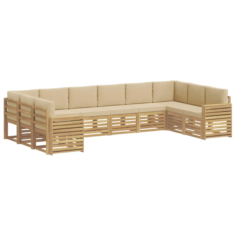 Lauko sofos komplektas 10 pcs Balta ir kreminė