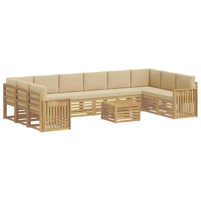 Lauko sofos komplektas 11 pcs Balta ir kreminė 59 x 59 x 37 cm