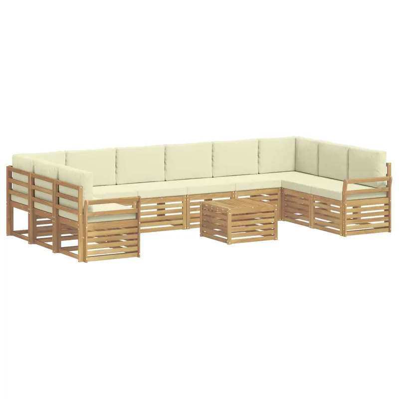 Lauko sofos komplektas 11 pcs Balta ir kreminė 59 x 59 x 37 cm