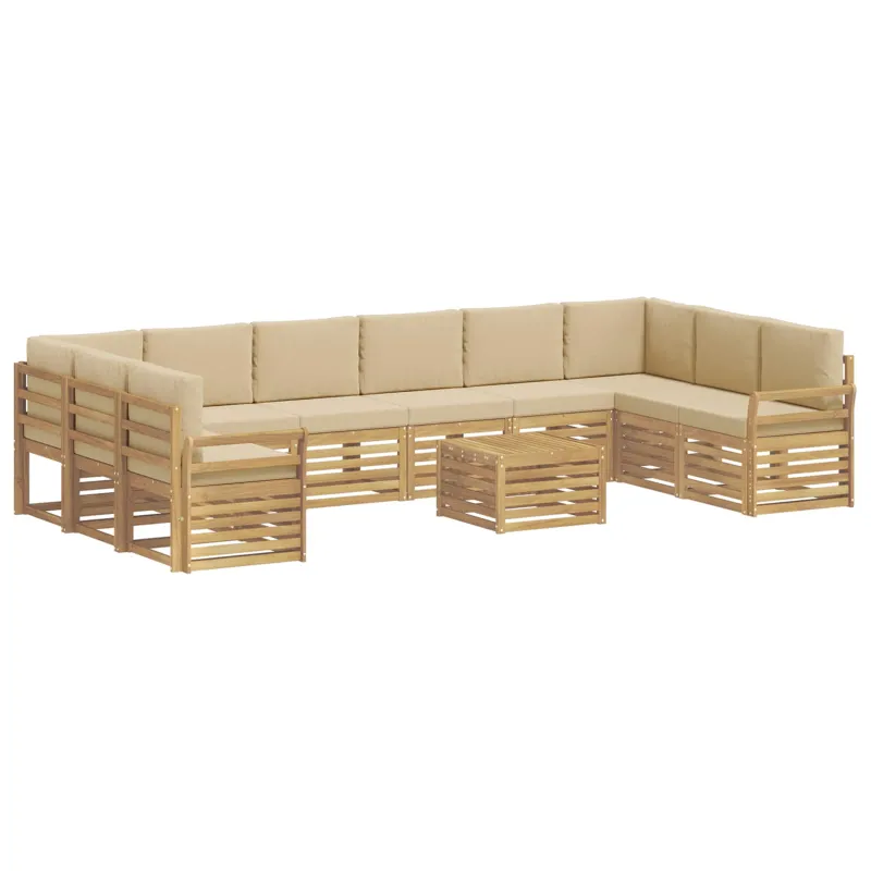Lauko sofos komplektas 11 pcs Balta ir kreminė 59 x 59 x 37 cm