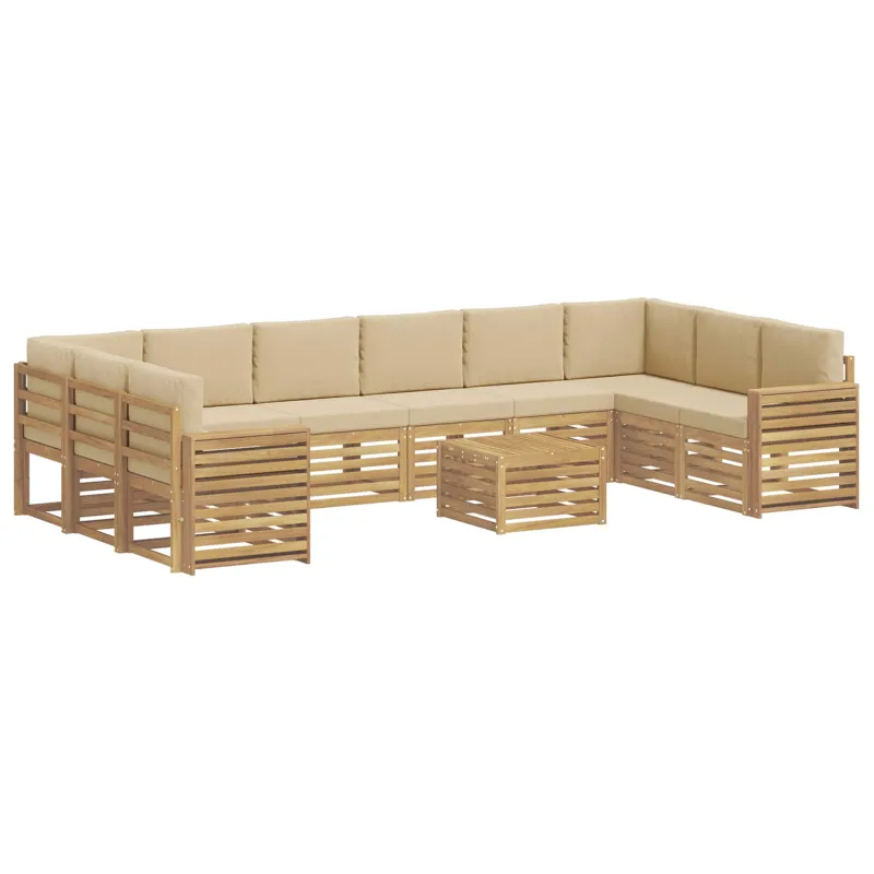 Lauko sofos komplektas 11 pcs Balta ir kreminė 59 x 59 x 37 cm