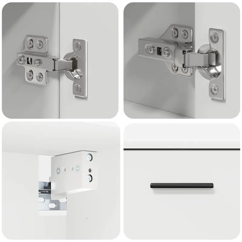 Vonios baldų rinkinys 2 pcs Balta Inžinerinė mediena ir metalas