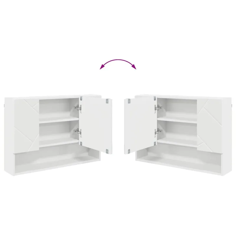 Vonios baldų rinkinys 3 pcs Balta Inžinerinė mediena ir metalas