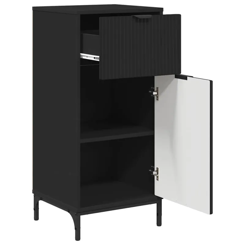 Vonios baldų rinkinys 3 pcs Juoda Inžinerinė mediena ir metalas