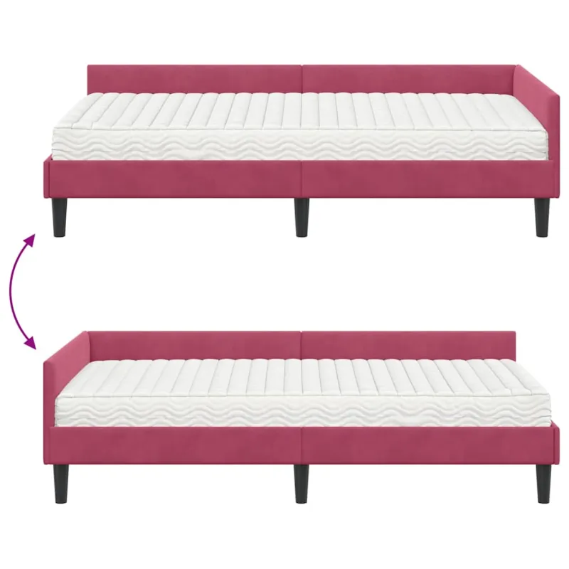 Kampinė lovos konstrukcija su čiužiniu Kita 2 pcs Žalia Aksomas