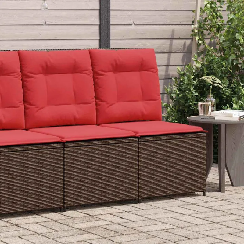 Sodo sofa su pagalve Ruda ir raudona poliratanas