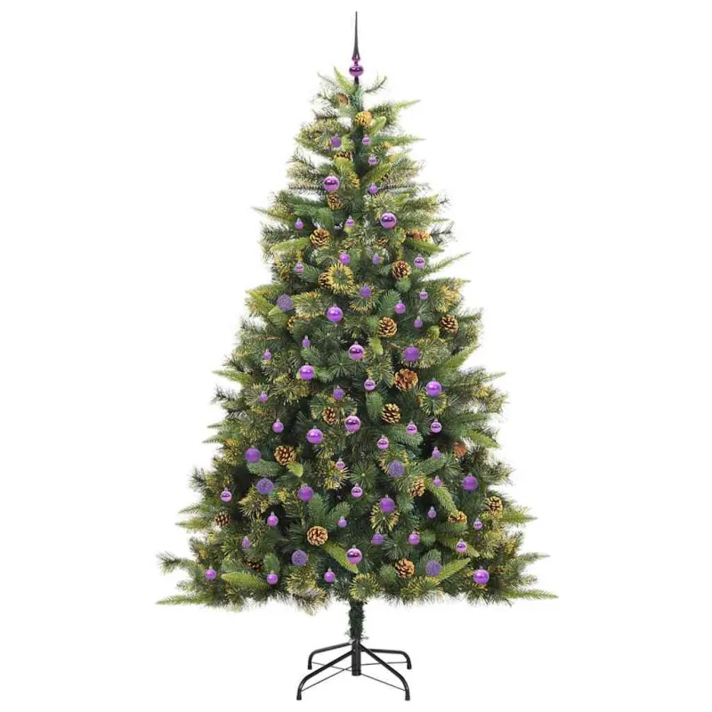 Dirbtinis sulankstomas kalėdų medis su kankorėžiais 240 cm