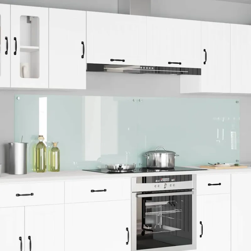 Virtuvės atbraila 2 pcs Balta 110 x 60 cm grūdintas stiklas