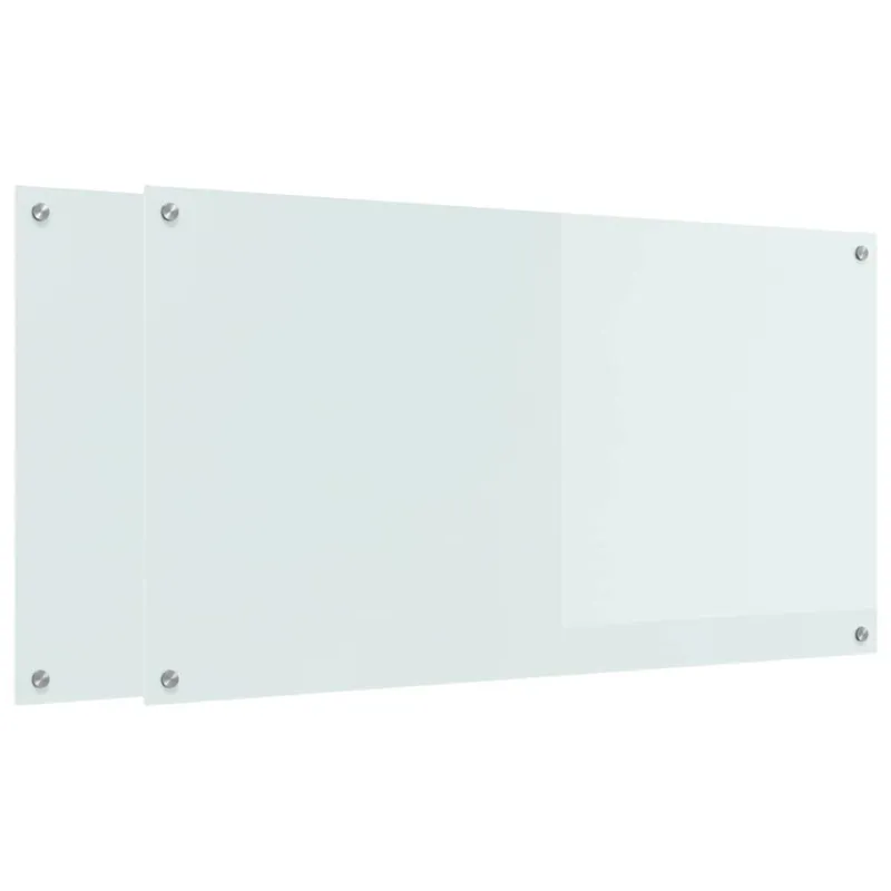 Virtuvės atbraila 2 pcs Balta 110 x 60 cm grūdintas stiklas