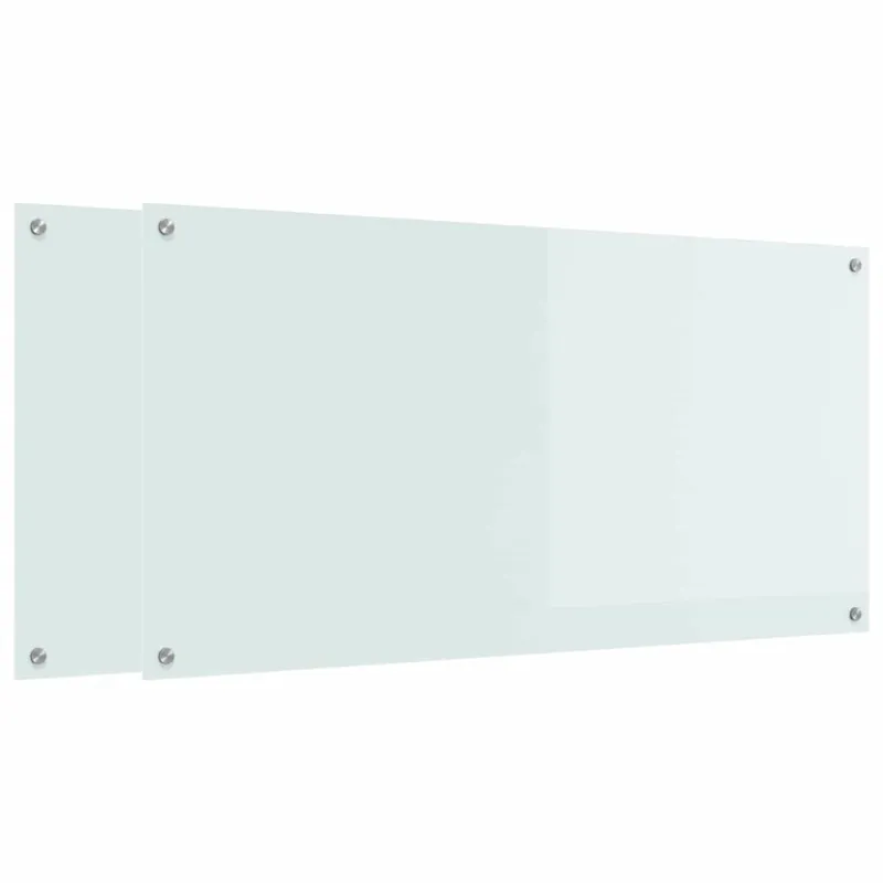 Virtuvės atbraila 2 pcs Balta 120 x 60 cm grūdintas stiklas