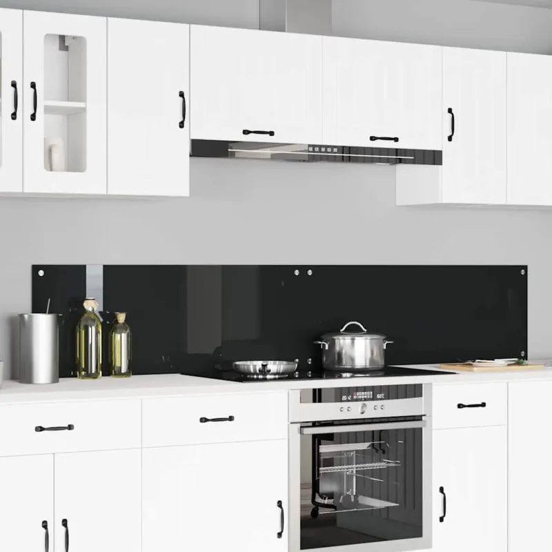 Virtuvės atbraila 2 pcs Juoda 110 x 40 cm grūdintas stiklas