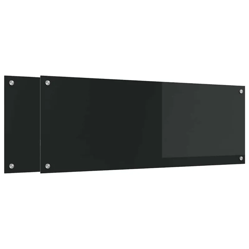 Virtuvės atbraila 2 pcs Juoda 110 x 40 cm grūdintas stiklas
