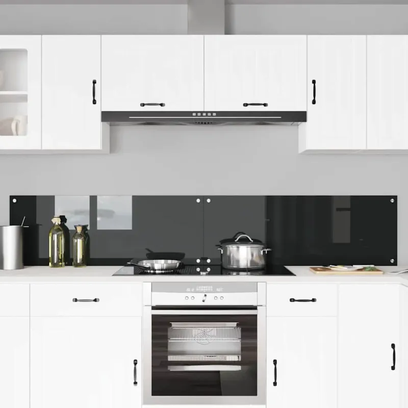Virtuvės atbraila 2 pcs Juoda 110 x 40 cm grūdintas stiklas