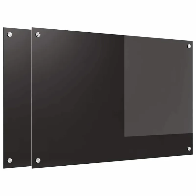 Virtuvės atbraila 2 pcs Juoda 90 x 60 cm grūdintas stiklas