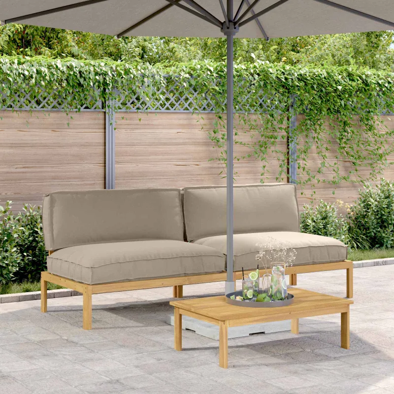 Sofos komplektas su pagalve 2 pcs Taupe Kietos akacijos mediena