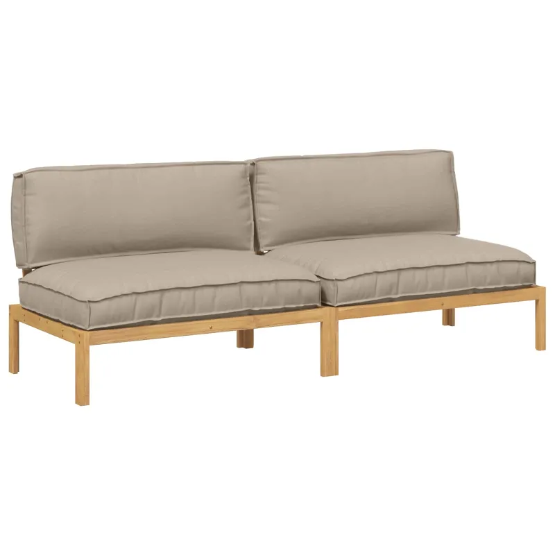 Sofos komplektas su pagalve 2 pcs Taupe Kietos akacijos mediena