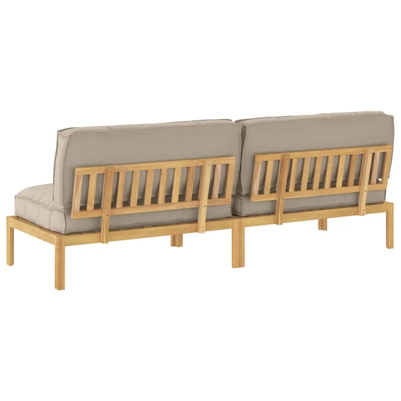 Sofos komplektas su pagalve 2 pcs Taupe Kietos akacijos mediena
